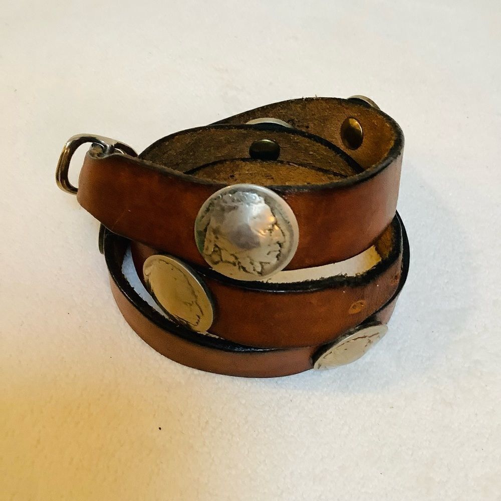 INDIAN HAT WRAP - NICKLE KIDS BELT AUTHENTIC INDIAN NICKEL VINTAGE HANDMADE